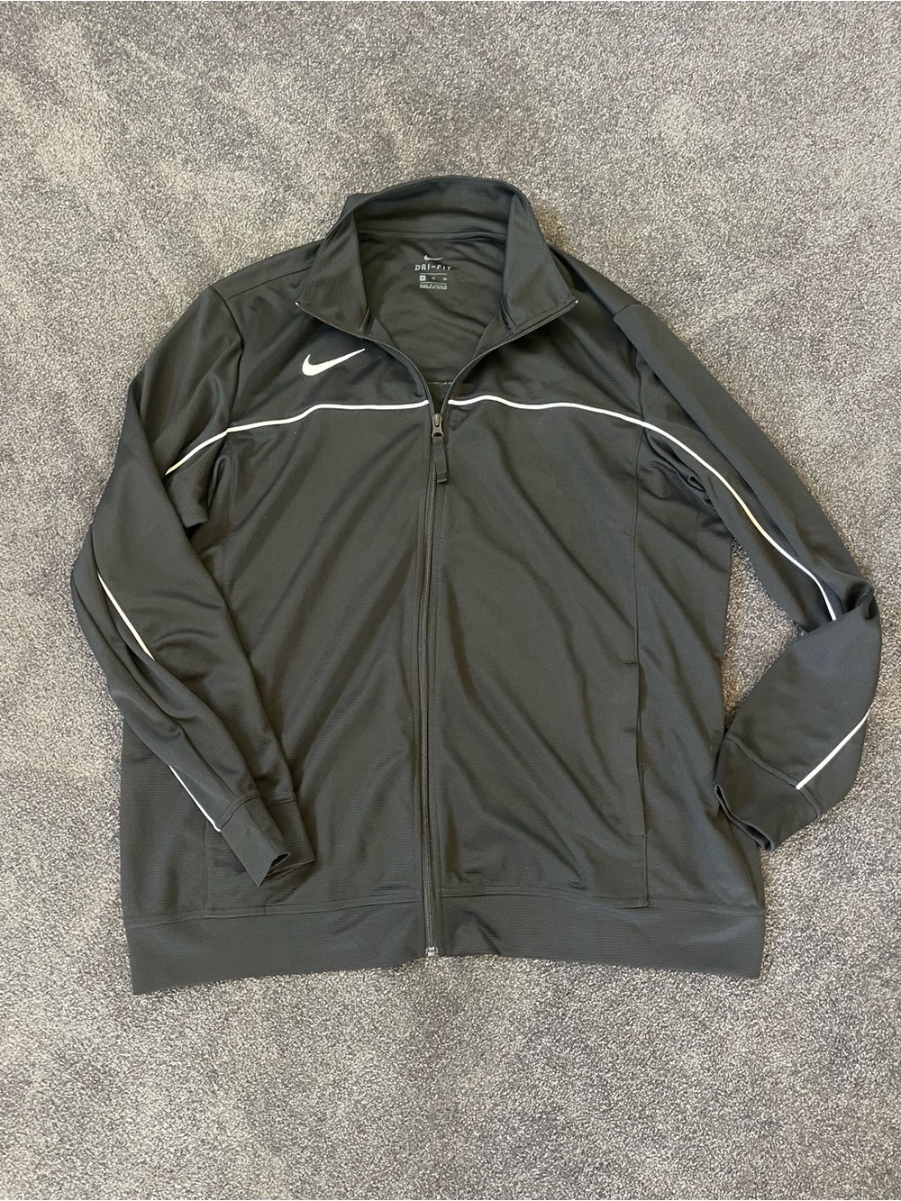 Nike Black Lightweight Full-Zip Track Jacket with White Piping